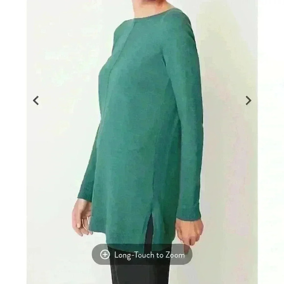 NWT J.Jill Pintucked Sweater Tunix in vintage teal heather color. - Picture 2 of 10